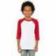 Bella + Canvas 3200Y Youth Three-Quarter Sleeve Baseball T-Shirt