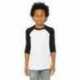 Bella + Canvas 3200Y Youth Three-Quarter Sleeve Baseball T-Shirt