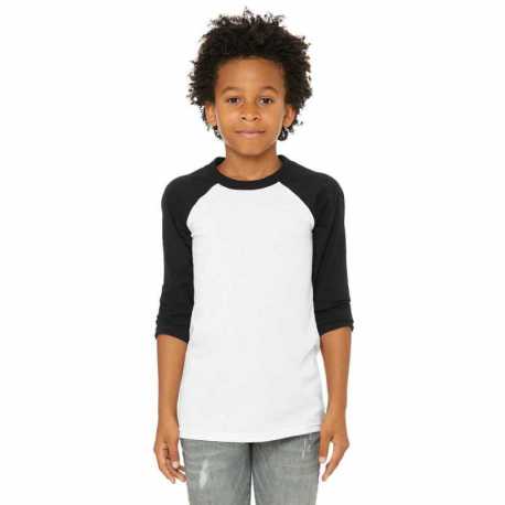 Bella + Canvas 3200Y Youth Three-Quarter Sleeve Baseball T-Shirt