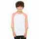 Bella + Canvas 3200Y Youth Three-Quarter Sleeve Baseball T-Shirt