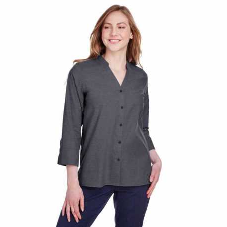 Devon & Jones DG562W Ladies Crown Collection Stretch Pinpoint Chambray Three-Quarter Sleeve Blouse