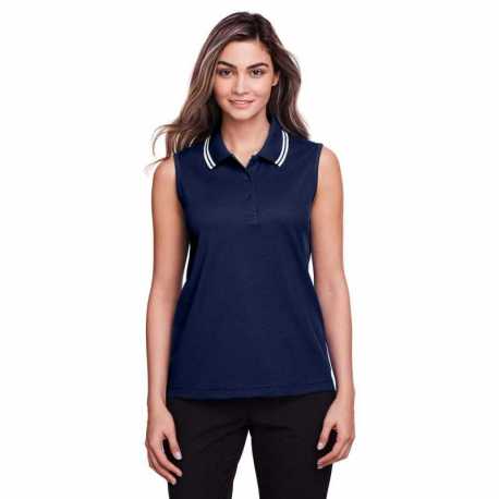 Devon & Jones DG20SW CrownLux Performance Ladies Plaited Tipped Sleeveless Polo