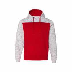 J America JA8676 Adult Melange Color Blocked Hooded Sweatshirt