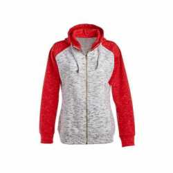 J America JA8679 Ladies Melange Fleece Two-Tone Full-Zip Hooded Sweatshirt