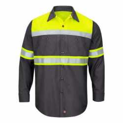 Red Kap SY70 Hi-Visibility Colorblock Ripstop Long Sleeve Work Shirt