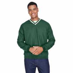 UltraClub 8926 Adult Long-Sleeve Microfiber Crossover V-Neck Wind Shirt