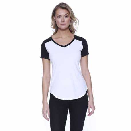 StarTee ST1432 Ladies CVC Varsity V-Neck T-Shirt