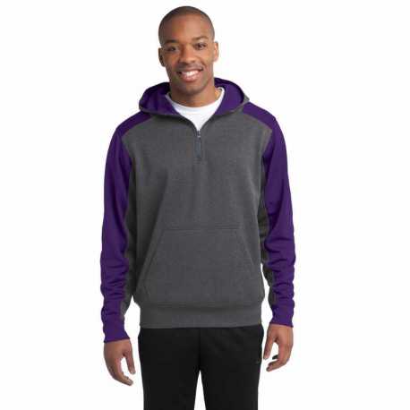 Sport-Tek ST249 Tech Fleece Colorblock 1/4-Zip Hooded Sweatshirt