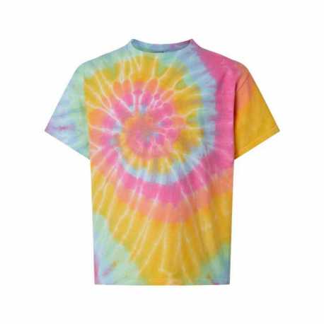 Dyenomite 20BMS Youth Multi-Color Spiral Tie-Dyed T-Shirt