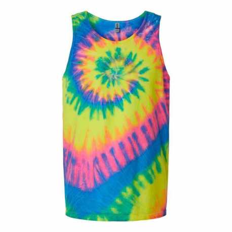 Dyenomite 420MS Multi-Color Spiral Tie-Dyed Tank Top