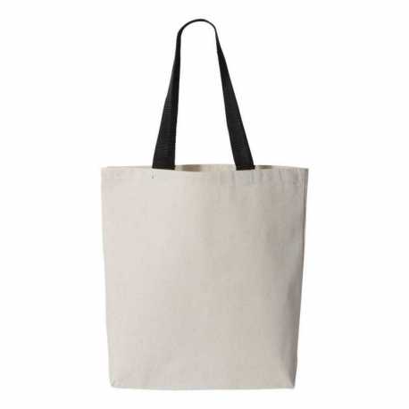 Q-Tees Q4400 11L Canvas Tote with Contrast-Color Handles