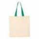 Q-Tees QTB6000 Economical Tote with Contrast-Color Handles