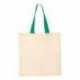 Q-Tees QTB6000 Economical Tote with Contrast-Color Handles