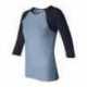 Bella + Canvas 2000 Women's 1X1 Baby Rib Raglan Three-Quarter Sleeve Tee