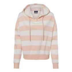 MV Sport W21721 Women's Striped Fleece Boxy Hooded Sweatshirt