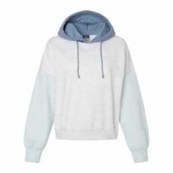 MV Sport W23716 Women's Sueded Fleece Colorblocked Crop Hooded Sweatshirt