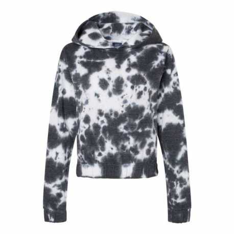 MV Sport W23718 Women's Sueded Fleece Tie-Dyed Crop Hooded Sweatshirt