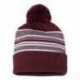 Sportsman SP60 12" Striped Pom-Pom Cuffed Beanie